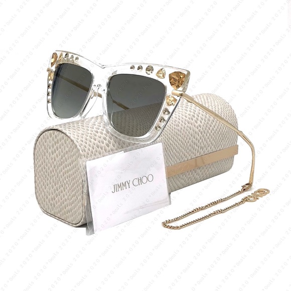 Jimmy Choo Bee/S REJFQ 55mm Crystal Gold Sunglasses - Picture 1 of 10